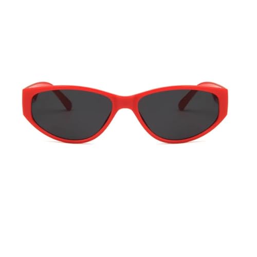 WUFANGBU Sonnenbrille Herren Mode Kleine Sonnenbrille Frauen Vintage Sonnenbrille Für Weibliche Punk Shades Uv400 Rot-Schwarz von WUFANGBU