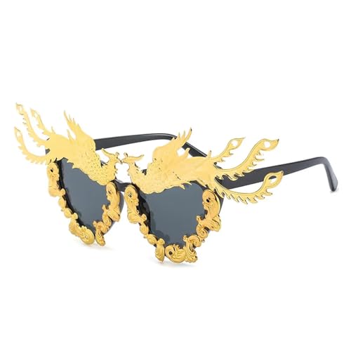 WUFANGBU Sonnenbrille Herren Mode Party Sonnenbrille Frauen Bunte Gold Punk Sonnenbrille Weibliche Brillen Schwarz-Schwarz von WUFANGBU