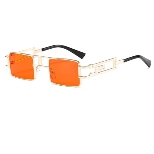 WUFANGBU Sonnenbrille Herren Mode Rechteck Sonnenbrille Frauen Männer Kleine Schattierungen Schwarz Steampunk Sonnenbrille Für Weibliche Brillen Uv400 C3Goldred von WUFANGBU