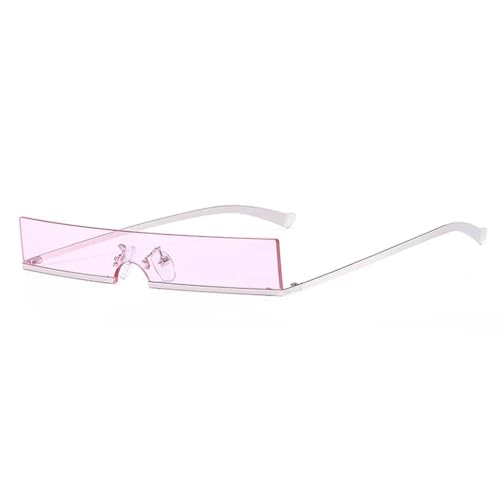 WUFANGBU Sonnenbrille Herren Modische Halbrahmen-Sonnenbrille Mit Kleinem Rechteck Für Damen Beliebte Rottöne Für Herren Silber-Pink von WUFANGBU