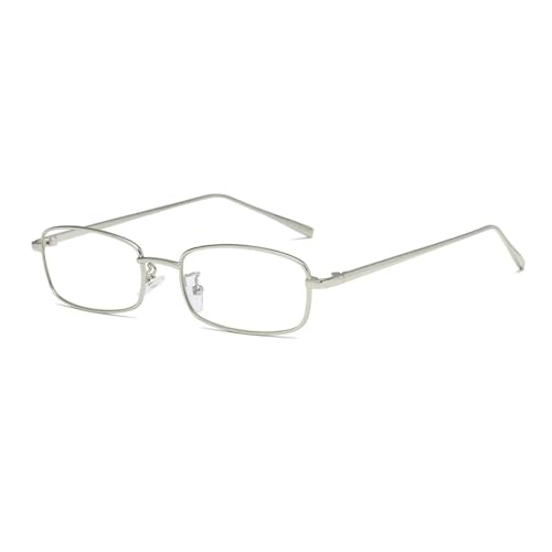 WUFANGBU Sonnenbrille Herren Modische Rechteckige Damen-Sonnenbrille Legierung Kleiner Rahmen Klare Quadratische Herren-Sonnenbrille Damen-Vintage-Farbtöne Linse Uv400 C3Silver-Clear von WUFANGBU