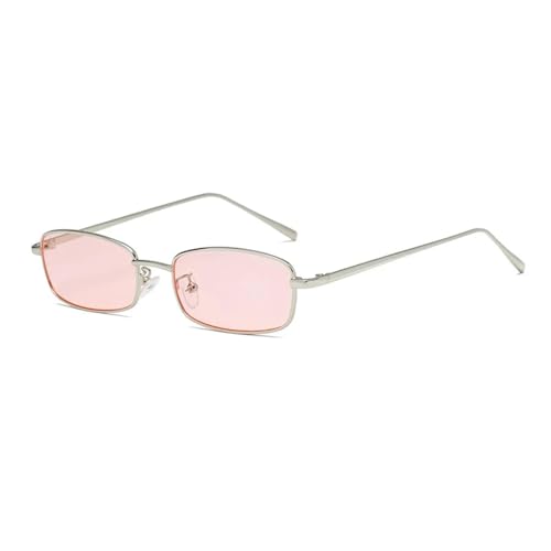 WUFANGBU Sonnenbrille Herren Modische Rechteckige Damen-Sonnenbrille Legierung Kleiner Rahmen Klare Quadratische Herren-Sonnenbrille Damen-Vintage-Schatten-Linse Uv400 C7Silver-Pink von WUFANGBU