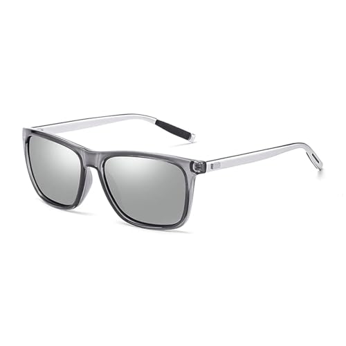 WUFANGBU Sonnenbrille Herren Polarisierte Quadratische Sonnenbrille Für Herren Und Damen Retro-Aluminium-Sonnenbrille Uv-Schutz C8Grey von WUFANGBU