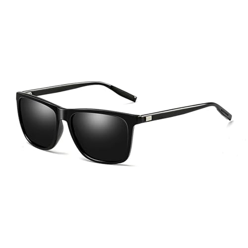 WUFANGBU Sonnenbrille Herren Polarisierte Quadratische Sonnenbrille Für Männer Und Frauen Retro-Aluminium-Sonnenbrille Uv-Schutz C1Black von WUFANGBU