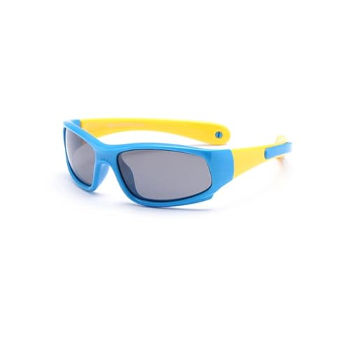 WUFANGBU Sonnenbrille Herren Polarisierte Sonnenbrille Junge Mädchen Sonnenbrille Kinder Brillen Bonbonfarbener Rahmen C5Blue von WUFANGBU