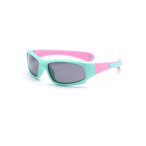 WUFANGBU Sonnenbrille Herren Polarisierte Sonnenbrille Junge Mädchen Sonnenbrille Kinderbrille Candy Color Frame C3Pinkgreen von WUFANGBU
