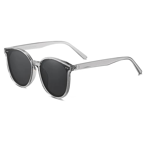 WUFANGBU Sonnenbrille Herren Polarisierte Übergroße Sonnenbrille Für Damen Und Herren Rund Uv-Schutz Vintage-Sonnenbrille C3Translucentgrey von WUFANGBU