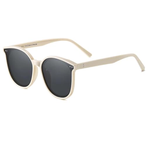 WUFANGBU Sonnenbrille Herren Polarisierte Übergroße Sonnenbrille Für Damen Und Herren Rund Uv-Schutz Vintage-Sonnenbrille C5Beige von WUFANGBU