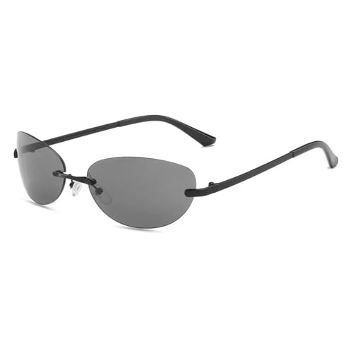 WUFANGBU Sonnenbrille Herren Punk Randlose Sonnenbrille Frauen Männer Einteilige Sonnenbrille Weibliche Trends Shades Uv400 Brillen Schwarz-Schwarz von WUFANGBU