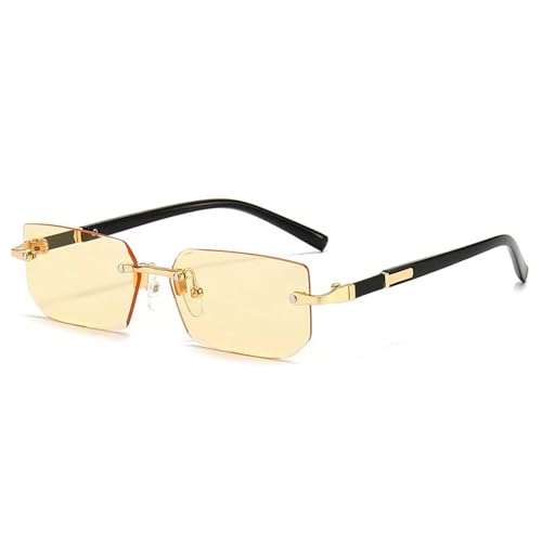 WUFANGBU Sonnenbrille Herren Randlose Sonnenbrille Rechteck Mode Beliebte Frauen Männer Shades Kleine Quadratische Sonnenbrille Für Weiblich Männlich Reisen Oculos 1 von WUFANGBU