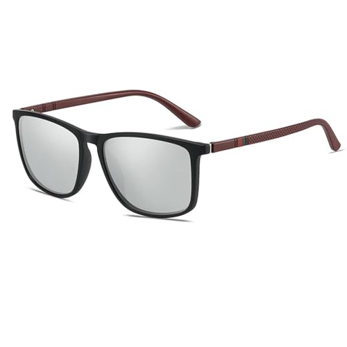 WUFANGBU Sonnenbrille Herren Rechteckige Polarisierte Sonnenbrille Für Herren Und Damen Reisen Fahren Blendfrei Vintage-Sonnenbrille Modisch Uv400 Sandsilber von WUFANGBU