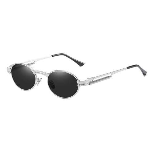 WUFANGBU Sonnenbrille Herren Retro Metal Punk Damen Sonnenbrille Leg Shades Herren C3Silvergrey von WUFANGBU