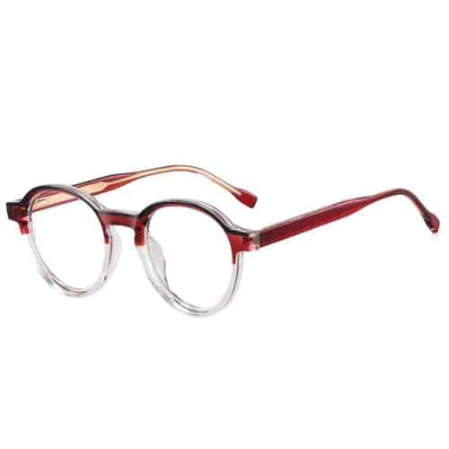 WUFANGBU Sonnenbrille Herren Retro Oval Damen Doppelfarbige Brillengestelle Herren Klarer Anti-Blaulicht-Rahmen Blackredclear von WUFANGBU