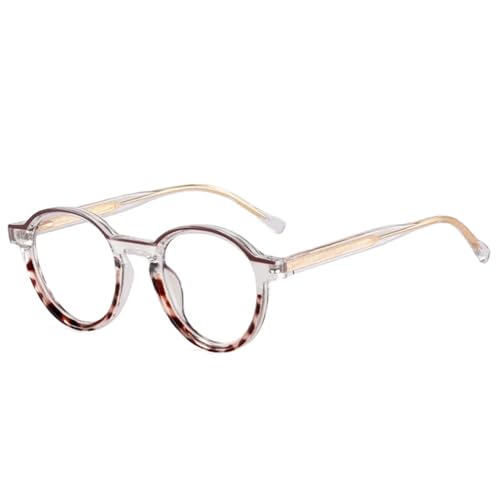 WUFANGBU Sonnenbrille Herren Retro Oval Damen Doppelfarbige Brillengestelle Herren Klarer Anti-Blaulicht-Rahmen Coffeeclearleopard von WUFANGBU