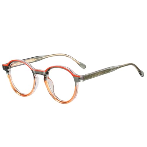 WUFANGBU Sonnenbrille Herren Retro Oval Damen Doppelfarbige Brillengestelle Herren Klarer Anti-Blaulicht-Rahmen Orangegreentea von WUFANGBU