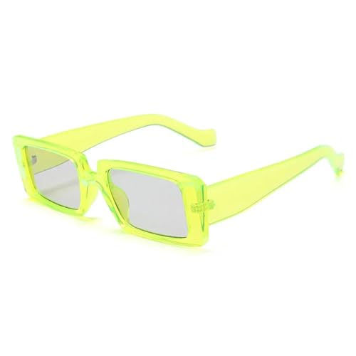 WUFANGBU Sonnenbrille Herren Retro-Rechteck-Sonnenbrille Für Damen Modisch Fluoreszierende Grüntöne Herren Fluoreszierendgrün von WUFANGBU