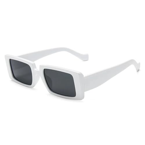 WUFANGBU Sonnenbrille Herren Retro-Rechteck-Sonnenbrille Für Damen Modisch Fluoreszierende Grüntöne Herren Weiß Grau von WUFANGBU