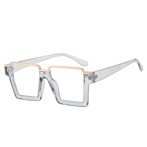 WUFANGBU Sonnenbrille Herren Retro Semi Metal Square Damen Brillengestell Klar Anti Blaulicht Brillen Herrengestell Grau von WUFANGBU