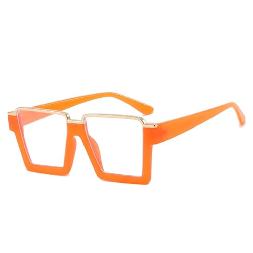 WUFANGBU Sonnenbrille Herren Retro Semi Metal Square Damen Brillengestell Klar Anti Blaulicht Brillen Herrengestell Orange von WUFANGBU