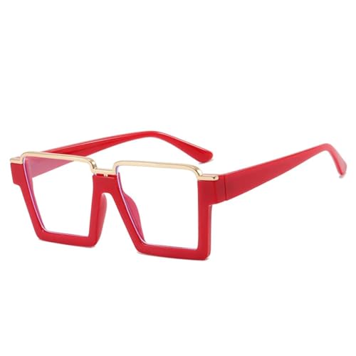 WUFANGBU Sonnenbrille Herren Retro Semi Metal Square Damen Brillengestell Klar Anti Blaulicht Brillen Herrengestell Rot von WUFANGBU