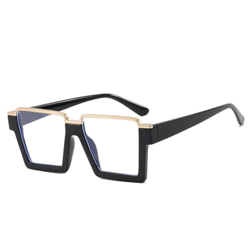 WUFANGBU Sonnenbrille Herren Retro Semi Metal Square Damen Brillengestell Klar Anti Blaulicht Brillen Herrengestell Schwarz von WUFANGBU