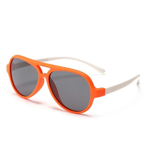 WUFANGBU Sonnenbrille Herren Runde Polarisierte Kinder-Sonnenbrille Für Jungen Und Mädchen Kinderbrillen Flexibel Sicher Uv-Schutz C4Orangewhite von WUFANGBU