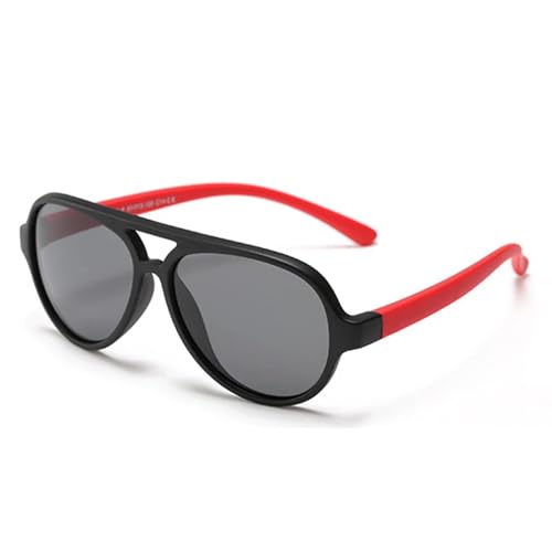 WUFANGBU Sonnenbrille Herren Runde Polarisierte Kinder-Sonnenbrille Für Jungen Und Mädchen Kinderbrillen Flexibel Sicher Uv-Schutz C5Blackred von WUFANGBU