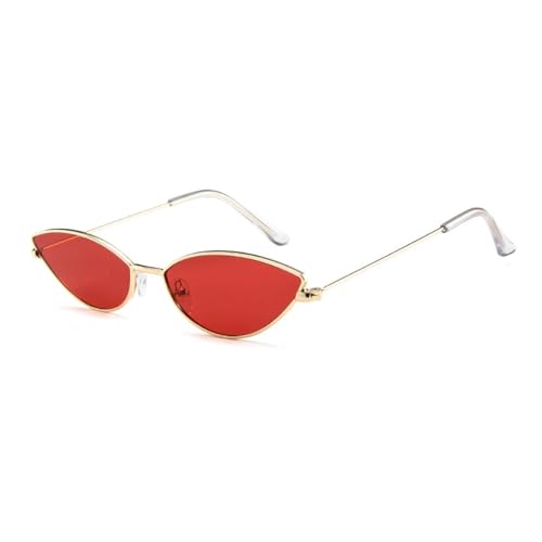 WUFANGBU Sonnenbrille Herren Süße Sexy Sonnenbrille Frauen Retro Kleine Sonnenbrille Weibliche Vintage Shades Für Frauen Party Brille Gold-Rot von WUFANGBU