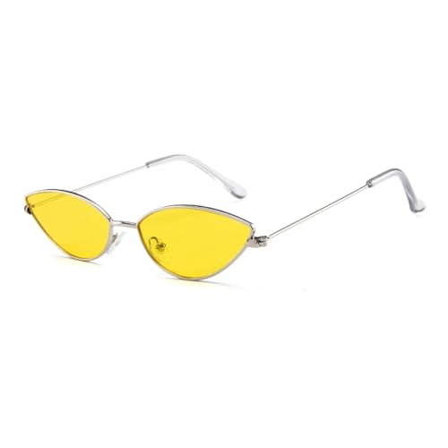 WUFANGBU Sonnenbrille Herren Süße Sexy Sonnenbrille Frauen Retro Kleine Sonnenbrille Weibliche Vintage Shades Für Frauen Party Brille Silber-Gelb von WUFANGBU