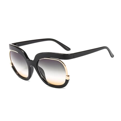 WUFANGBU Sonnenbrille Herren Übergroße Halbrahmen-Sonnenbrille Für Damen Quadratisch Großer Rahmen Damen-Sonnenbrille Weiblich Uv400 C2 Schwarz-Grün von WUFANGBU