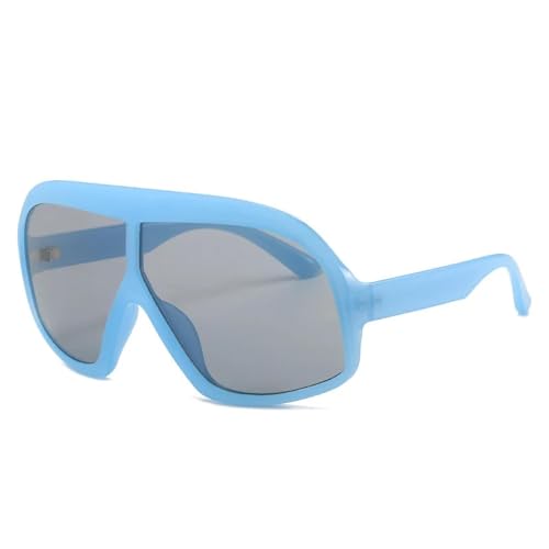 WUFANGBU Sonnenbrille Herren Übergroße Quadratische Punk-Sonnenbrille Damen Herren Schild Sonnenbrille Lady Vintage Outdoor Shades Uv400 Blau-Schwarz von WUFANGBU