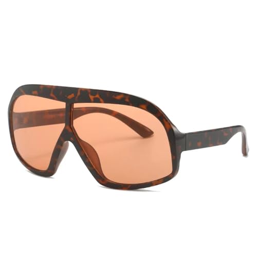 WUFANGBU Sonnenbrille Herren Übergroße Quadratische Punk-Sonnenbrille Damen Herren Schild Sonnenbrille Lady Vintage Outdoor Shades Uv400 Leopard-Orange von WUFANGBU