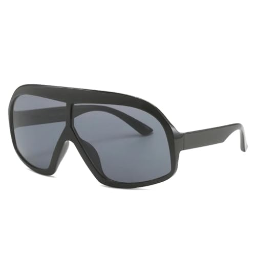 WUFANGBU Sonnenbrille Herren Übergroße Quadratische Punk-Sonnenbrille Damen Herren Schild Sonnenbrille Lady Vintage Outdoor Shades Uv400 Schwarz-Schwarz von WUFANGBU