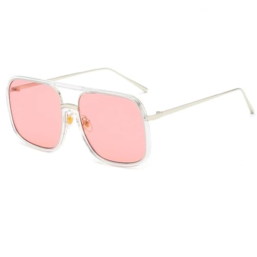 WUFANGBU Sonnenbrille Herren Übergroße Quadratische Sonnenbrille Für Damen Und Herren Doppelsteg-Rahmen Durchscheinende Sonnenbrille Weiblich C5Pink von WUFANGBU