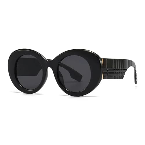 WUFANGBU Sonnenbrille Herren Übergroße Runde Damen-Sonnenbrille Beliebte Mode Streifenfarbe Punk-Brille Für Damen Und Herren Uv400 Schwarz-Schwarz von WUFANGBU