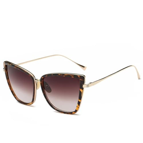 WUFANGBU Sonnenbrille Herren Übergroße Sonnenbrille Für Damen Vintage Niedlicher Retro-Stil Weiblich Grandient Shades C2Leopard von WUFANGBU