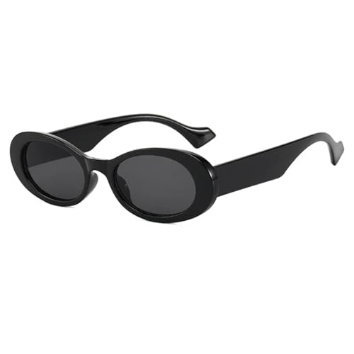 WUFANGBU Sonnenbrille Herren Vintage Ovale Sonnenbrille Damen Kleiner Rahmen Sonnenbrille Weiblich Retro Rund Uv400 C1Schwarz-Schwarz von WUFANGBU