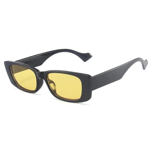 WUFANGBU Sonnenbrille Herren Vintage Rechteckige Sonnenbrille Damen Retro Punk Quadratische Sonnenbrille Herren Fashion Shades Brillen Uv400 C8Black-Yellow von WUFANGBU