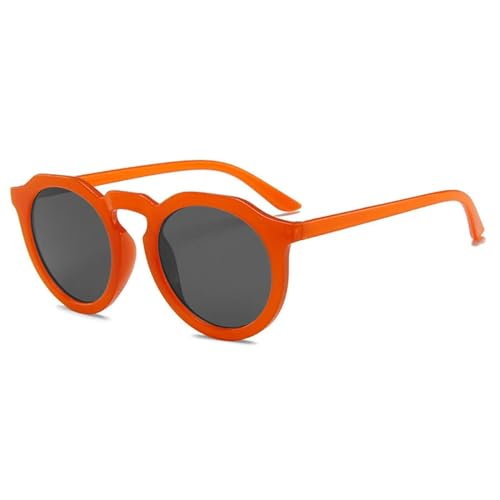 WUFANGBU Sonnenbrille Herren Vintage Runde Sonnenbrille Damen Mode Orange Sonnenbrille Für Damen Schattierungen Uv400 Brillen Orangerot-Schwarz von WUFANGBU