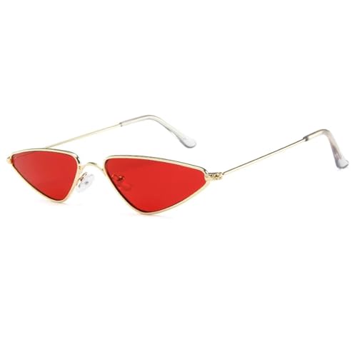 WUFANGBU Sonnenbrille Herren Vintage-Sonnenbrille Für Herren Und Damen Einzigartige Dreiecks-Sonnenbrille Weiblich Gelbe Metallbrille Uv400 Gold-Rot von WUFANGBU