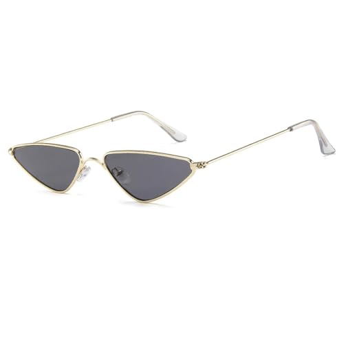 WUFANGBU Sonnenbrille Herren Vintage-Sonnenbrille Für Herren Und Damen Einzigartige Dreiecks-Sonnenbrille Weiblich Gelbe Metallbrille Uv400 Gold-Schwarz von WUFANGBU