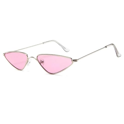 WUFANGBU Sonnenbrille Herren Vintage-Sonnenbrille Für Herren Und Damen Einzigartige Dreiecks-Sonnenbrille Weiblich Gelbe Metallbrille Uv400 Silber-Rosa von WUFANGBU