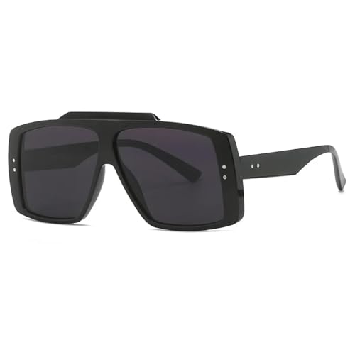 WUFANGBU Sonnenbrille Herren Vintage-Sonnenbrille Mit Großem Rahmen Quadratisch Für Damen Und Herren Modisch Übergroß Mit Farbverlauf Sonnenbrille Weiblich Punk Trendige Brillen Uv400 Schwarz-Schwarz von WUFANGBU