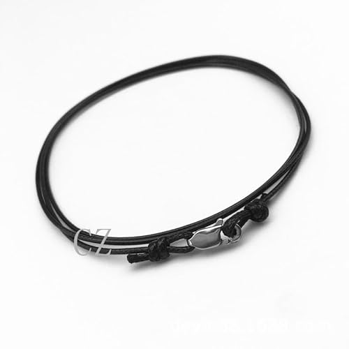 2 Dünnes Wickelarmband für Damen und Herren, stilvolles, marineblaues, geflochtenes Ankerarmband, handgefertigter Surfschmuck, minimalistisches Stoffarmband, wasserdicht und verstellbar (schwarz) von WUFKOP