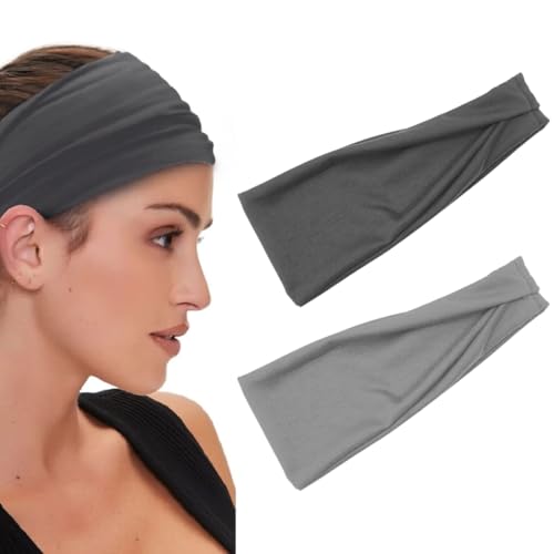 2 teiliges Schweißabsorbierendes Stirnband für Damen und Herren, Elastisches Schweißabsorbierendes Stirnband aus Baumwolle, Geeignet zum Joggen, Laufen, Fitness, Yoga, Radfahren, Basketball 2 teiliges Schweißabsorbierendes Stirnband für Damen und Herren, Elastisches Schweißabsorbierendes Stirnband aus Baumwolle, Geeignet zum Joggen, Laufen, Fitness, Yoga, Radfahren, Basketball von WUFKOP