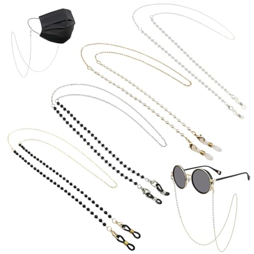 4 Pack Brillenkette mit Perlen, Sonnenbrillenband aus Edelstahl, modisches Sonnenbrillenband, Brillenband zum Umhängen, modischer Sonnenbrillenschmuck, verhindert Verlust 4 Pack Brillenkette mit Perlen, Sonnenbrillenband aus Edelstahl, modisches Sonnenbrillenband, Brillenband zum Umhängen, modischer Sonnenbrillenschmuck, verhindert Verlust von WUFKOP