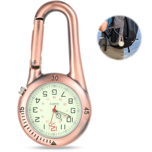 Taschenuhr Digital schwesternuhr, Multifunktionale Digital Karabineruhr, Krankenschwester uhr, uhr Kleine karabiner mit Karabiner mit Leuchtendes, Taschenuhr mit Karabiner Uhr Sanitäter copper colour von WUIOWPPIC