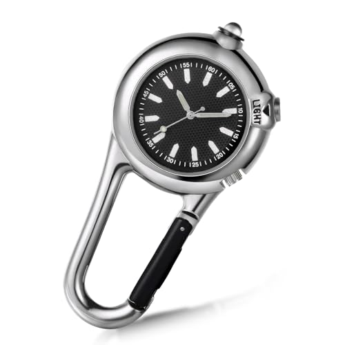 WUIOWPPIC Karabineruhr für Krankenschwestern, Taschenuhr mit Clip & Nachtleuchtfunktion für Pflege & Outdoor von WUIOWPPIC