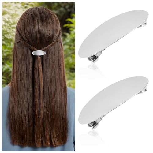 2 Stück Französische Haarspangen Damen, Damen Haarspange, Gold Dutt Haarspange Metall Haarhalter Clips Minimalistische Haarspangen Dekorativer Haarschmuck für Frauen und Mädchen (Silber) von WUISOLQP