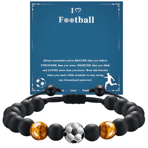 Fussball Armband Geschenke Jungen Fußball Armband für Junge Teenager Fußball Geschenke für Sohn Teenager Enkel Neffe Bruder 5 6 7 8 9 10 11 12 jahre Geburtstagsgeschenk Freundschaftsarmband von WUISOLQP